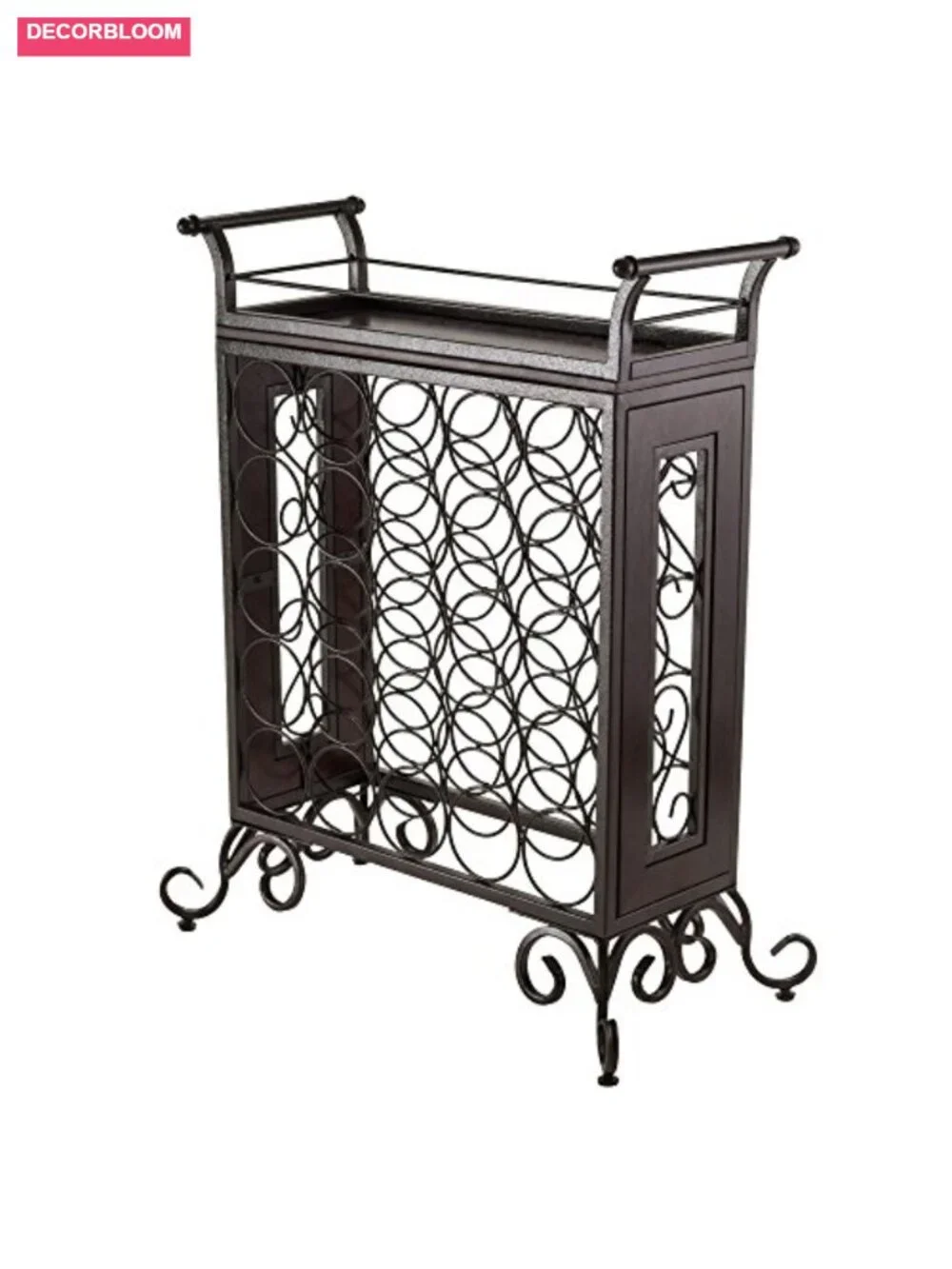 5x5 Wine Rack with Removable Serving Tray, Metal & Wood, 25 Bottles - Picture 1 of 5